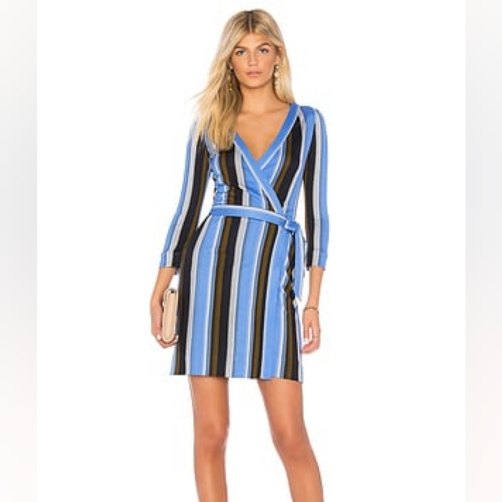 DVF Classic Mini Wrap Dress In Sussex Stripe